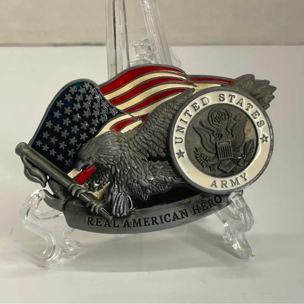 United States Army Real American Hero Emblem Belt Bucket Vintage 90s